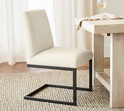 Classic Upholstered Metal Cantilever Dining Chair