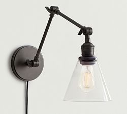 Flared Glass Plug-In Articulating Sconce (15'')