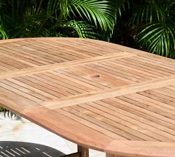 Nassau 9-Piece Teak Oval Outdoor Table (71"-95") + Placid Armchair Set