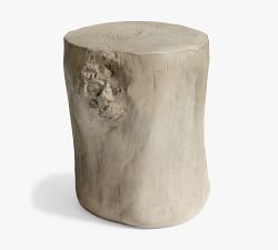 Faux Bois Round Stump Accent Table
