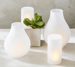 Lit Hand-Blown Frosted Lantern