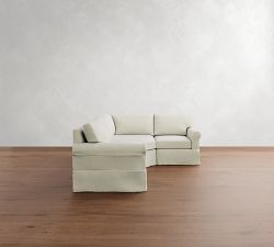 York Roll Arm Slipcovered 3-Piece Wedge Sleeper Sectional (119")
