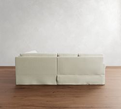 York Roll Arm Slipcovered 3-Piece Wedge Sleeper Sectional (119")