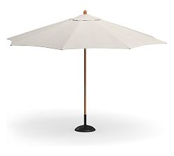 Open Box: 9' Round Premium Outdoor Umbrella with Teak Pole - High Performance Canvas; Natural