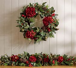 Handcrafted Faux Hydrangea Holiday Garland
