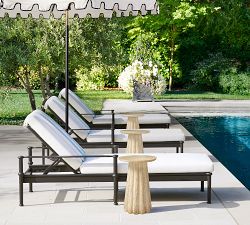 Scalloped Round Metal Umbrella with Brass Accents (9')