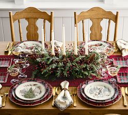 Stewart Plaid Stoneware Scallop Charger Plates