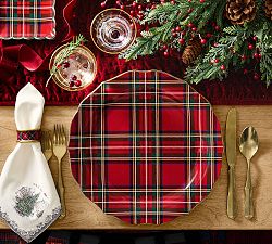 Stewart Plaid Stoneware Scallop Charger Plates