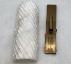 Open Box: Amalia Alabaster Fluted Sconce (15") - Tumbled Brass