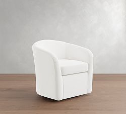 Open Box: Blake Upholstered Swivel Armchair - Twill White