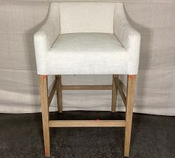 Open Box: Classic Slope Upholstered Bar Stool (26"H) - Performance Heathered Tweed Ivory, Seadrift Legs