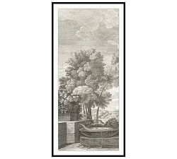Open Box: Etched Garden Triptych Framed Print # 1 (29"W x 61"L) - Black Frame