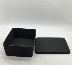 Open Box: Felted Sculpted Lidded Bins, Medium (15"W x 12"D x 6"H), Set of 3 - Charcoal