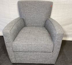 Open Box: Irving Square Arm Swivel Chair without Nailheads (33") - Performance Midland Tweed Graphite