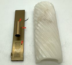 Open Box: Amalia Alabaster Fluted Sconce (15") - Tumbled Brass
