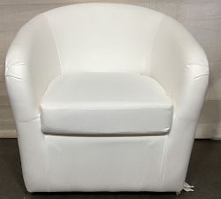 Open Box: Blake Upholstered Swivel Armchair - Twill White