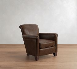 Open Box: Irving Roll Arm Leather Armchair without Nailheads (33") - Statesville Molasses, Coffee