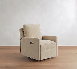 Open Box: Tyler Square Arm Swivel Glider Manual Recliner without Nailheads - Performance Heathered Basketweave Oatmeal