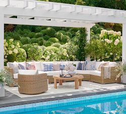 Huntington Wicker Swivel Curved Outdoor Lounge Chair