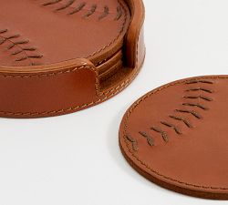 Leather Baseball Coasters - Set of 4