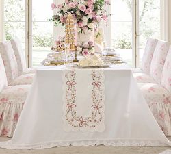 LoveShackFancy Embroidered Bow Table Runner