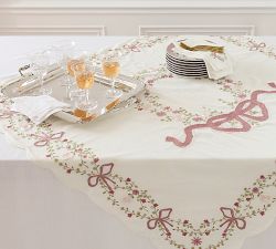 LoveShackFancy Embroidered Bow Tablethrow