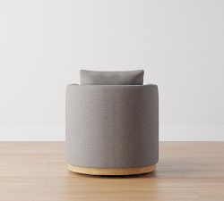 Ayden Barrel Arm Wood Base Swivel Chair