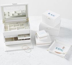 Quinn Small Leather Jewelry Box - Shadow Printed