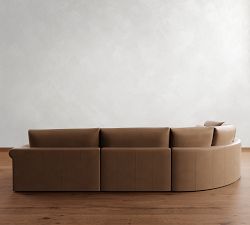 Westwood Roll Arm Deep Seat Leather 4-Piece Curved Wedge Sectional (158")