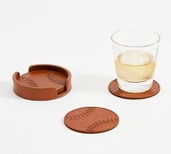 Leather Baseball Coasters - Set of 4