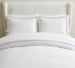 Double Embroidered Percale Duvet Cover