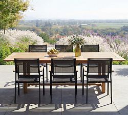 Corina Eucalyptus Rectangular Extendable Outdoor Dining Table Set (71"-93")