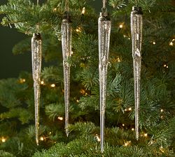 Mercury Glass Icicle Ornament - Set of 4