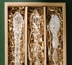 Glass Twist Icicle Ornament - Set of 3