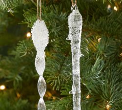 Glass Twist Icicle Ornament - Set of 3