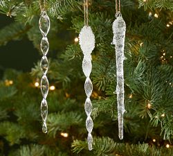 Glass Twist Icicle Ornament - Set of 3