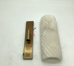 Open Box: Amalia Alabaster Fluted Sconce (15") - Tumbled Brass