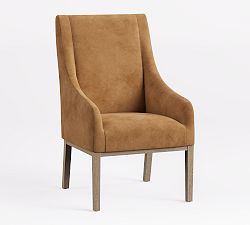 Open Box: York Leather Dining Armchair - Keystone Sandstone, Seadrift