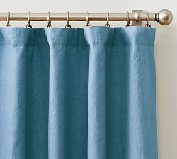 Open Box: Belgian Flax Linen Blackout Curtain (100"W x 84"L) - Riviera Blue