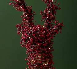Lit Red Berry Stag Tree Topper