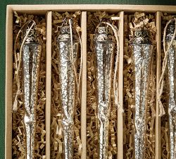 Mercury Glass Icicle Ornament - Set of 6