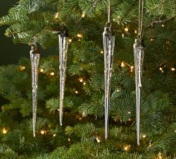 Mercury Glass Icicle Ornament - Set of 6