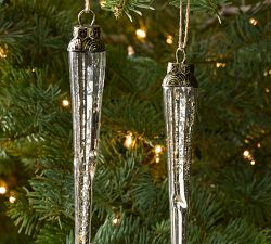 Mercury Glass Icicle Ornament - Set of 6
