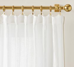 Open Box: Willow Piped Border Sheer Curtain (50"W x 108"L) - White/Flax