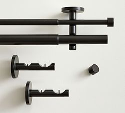 Open Box: Standard Modern Hardware Double Rod with Hidden Connection Bracket (60"-108", 1.25") - Antique Bronze