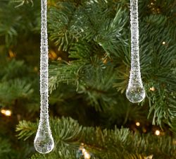 Glass Textured Icicle Ornament - Set of 4