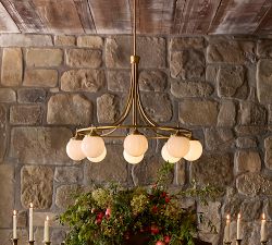 Big Daddy&rsquo;s Antiques Milk Glass Globe Chandelier (36")