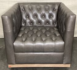 Open Box: Edgewood Leather Swivel Armchair - Gravel Graphite