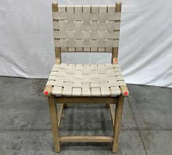 Open Box: Fenton Leather Counter Stool (24") - Statesville Pebble, Seadrift