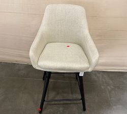 Open Box: Oakville Upholstered Swivel Counter Stool - Basketweave Slub Oatmeal, Black
